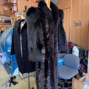 Black Mink Section Coat with Fox Tuxedo Front & Sleeves